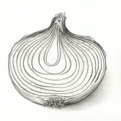 Poster - Detailed view of a sliced onion showcasing its layered structure and textures in natural light