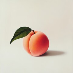Aufkleber - Ripe peach with soft velvety skin resting on a minimalist background showcasing its natural beauty