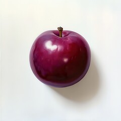 Poster - Ripe plum with smooth purple skin showcasing vibrant color and freshness on a plain background