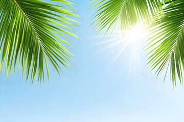 Wall Mural - Palm Leaves Sunlight Background Illustration