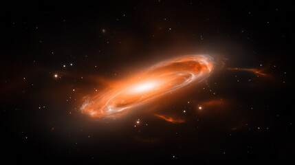Poster - stunning galaxy with vibrant orange hues and swirling stars, showcasing beauty of universe