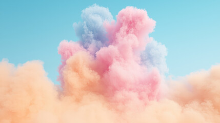 Aufkleber - Soft pastel clouds in shades of pink and blue against clear sky