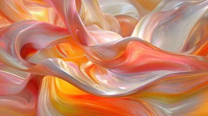 Aufkleber - Fluid abstract texture with vibrant orange and pink hues, creating dynamic visual flow