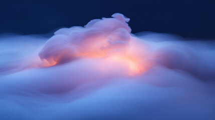 Poster - Ethereal cloud formation with soft pink and blue hues, creating dreamy atmosphere