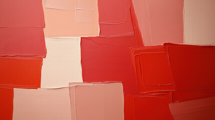 Aufkleber - Textured abstract painting with red and pink color blocks, creating vibrant composition