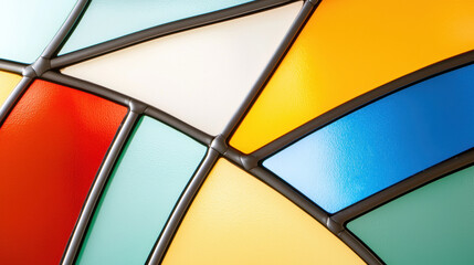 Aufkleber - Colorful geometric patterns create vibrant and artistic design. smooth surfaces reflect light beautifully, enhancing visual appeal