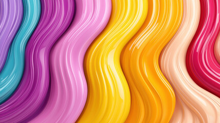 Aufkleber - Colorful waves of paint create vibrant and artistic display, showcasing various shades like purple, pink, yellow, and orange