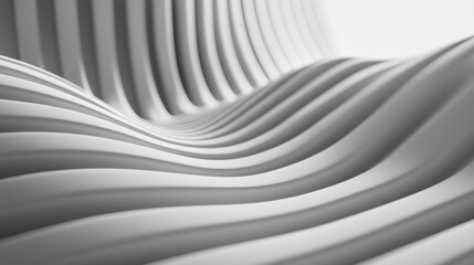 Poster - Sleek white waves create smooth, flowing texture in minimalist design