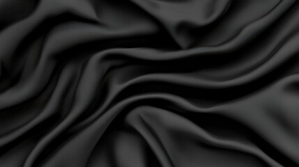 Fototapete - Sleek black fabric with smooth, flowing texture, ideal for elegant designs
