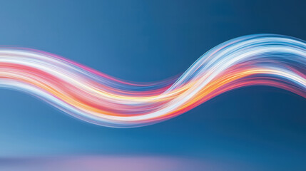 Poster - Vibrant abstract light trails create dynamic wave against blue background