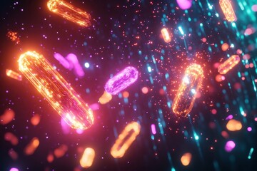 Aufkleber - Visualization of antibodies engaging and neutralizing pathogens in a dynamic digital environment. Generative AI