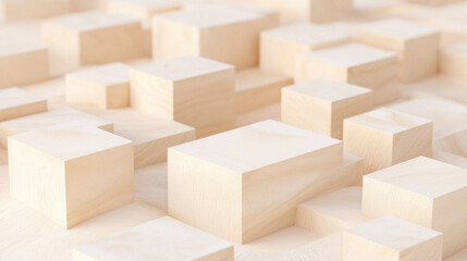 Leinwandbilder - Minimalist wooden blocks create abstract landscape, showcasing natural textures and shapes