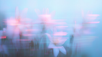 Aufkleber - Soft, dreamy flowers in pastel colors create serene atmosphere