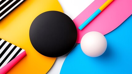 Poster - Abstract Geometric Composition with Vibrant Colors and Bold Shapes