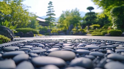 Sticker - Stone walkway surrounded by trees and bushes