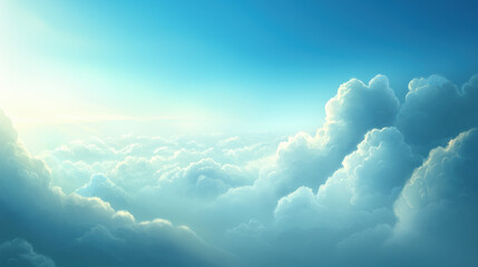 Poster - serene sky filled with fluffy clouds and soft blue hues, evoking tranquility and peace