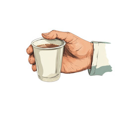 Poster - The image shows a hand in a business shirt holding a disposable cup of coffee.