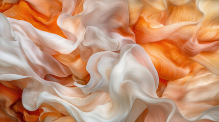 Aufkleber - soft, flowing fabric in shades of orange and white creates serene atmosphere. delicate textures and 