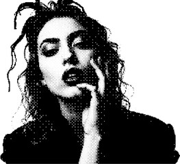 Poster - old school pixel portrait of a woman in early computer style