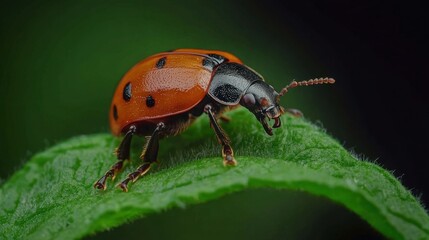 National Be Nice to Bugs Day Close-up of a vibrant ladybug on leaf with detailed texture