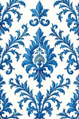Wall Mural - elegant blue floral pattern design for wallpaper, fabric, or decorative purposes.