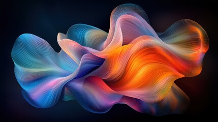 Poster - Futuristic abstract waves in neon tones digital art display vibrant colors abstract environment high-contrast viewpoint
