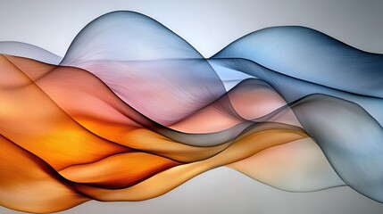 Poster - Translucent color waves flowing gracefully abstract art digital design soft tones wide perspective visual harmony