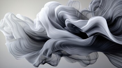 Poster - Flowing inklike waves in monochrome abstract art digital design soft gradients contemporary viewpoint fluid motion