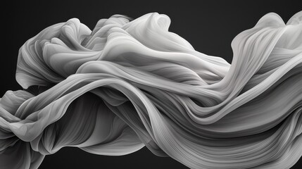 Poster - Flowing monochrome waves digital art abstract design studio environment close-up perspective fluid motion concept