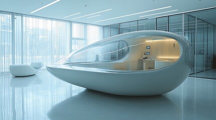 Wall Mural - Modern Futuristic Office Reception Design Concept