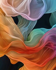 Poster - Flowing colorful strands abstract art digital creation vibrant glow contemporary style close-up perspective