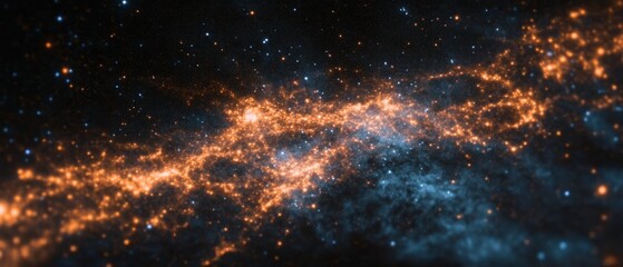 Poster - Stunning view of a cosmic nebula filled with stars and glowing dust in deep space at a distant galaxy