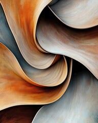 Poster - Artistic curves in warm earth tones abstract composition digital artwork contemporary style close-up perspective visual harmony