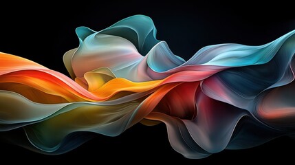 Poster - Futuristic abstract waves curving in neon tones digital art creative environment vibrant viewpoint modern concept
