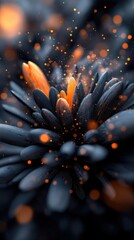 Poster - Exploding bursts of abstract geometric shapes glowing in dark background digital art vibrant high-contrast
