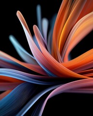 Poster - Dynamic colorful waves of light abstract art high contrast digital design close-up exploding bursts of sharp glowing lines