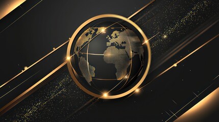 Poster - Global Network Elegant Gold and Black Earth Visualization