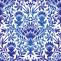  Traditional Russian vector seamless pattern in gzhel style. Can be used for banner, card, poster, invitation, label etc.