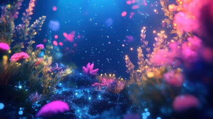 Poster - Exploring a vibrant microscopic ecosystem filled with friendly microbes and colorful flora. Generative AI