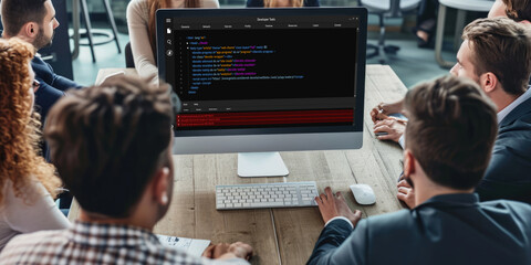 Software development programming on computer screen for brisk application and program coding
