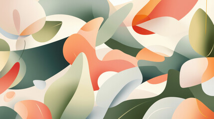 Fototapete - Abstract design featuring colorful organic shapes and leaves