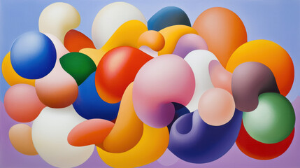 Leinwandbilder - Colorful abstract shapes create vibrant composition with smooth curves and soft gradients, evoking sense of joy and creativity