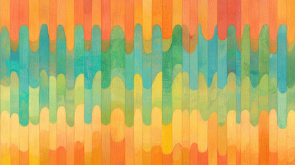 Leinwandbilder - Vibrant abstract pattern with wavy lines in orange, blue, and green hues
