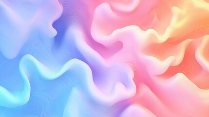 Leinwandbilder - Soft pastel waves blend in dreamy gradient of pink, blue, and orange hues, creating serene and calming abstract background