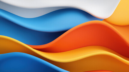 Leinwandbilder - Smooth waves of vibrant colors create dynamic abstract background. flowing patterns in blue, orange, and white evoke sense of movement and energy