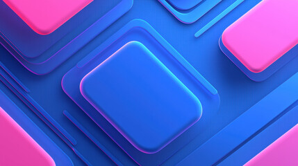 Leinwandbilder - Vibrant abstract design with layered shapes in blue and pink tones