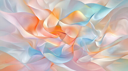 Leinwandbilder - Soft pastel colors blend seamlessly in abstract wave pattern, creating serene and calming visual experience