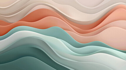 Leinwandbilder - Smooth abstract waves in soft colors create calming visual effect