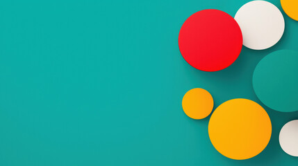 Leinwandbilder - Colorful circles on teal background create vibrant, modern design