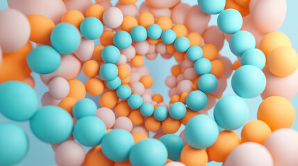 Fototapete - Colorful spheres in spiral formation create vibrant, abstract design